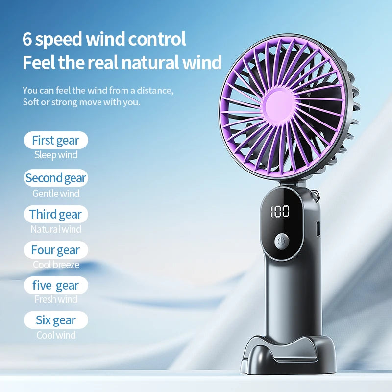 Soréta Breezer Pro - מאוורר ידני נייד עם צג דיגיטלי ו-6 מהירויות